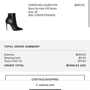 Christian Louboutin Black Leather Stiletto Boots